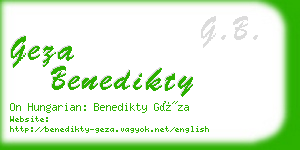 geza benedikty business card